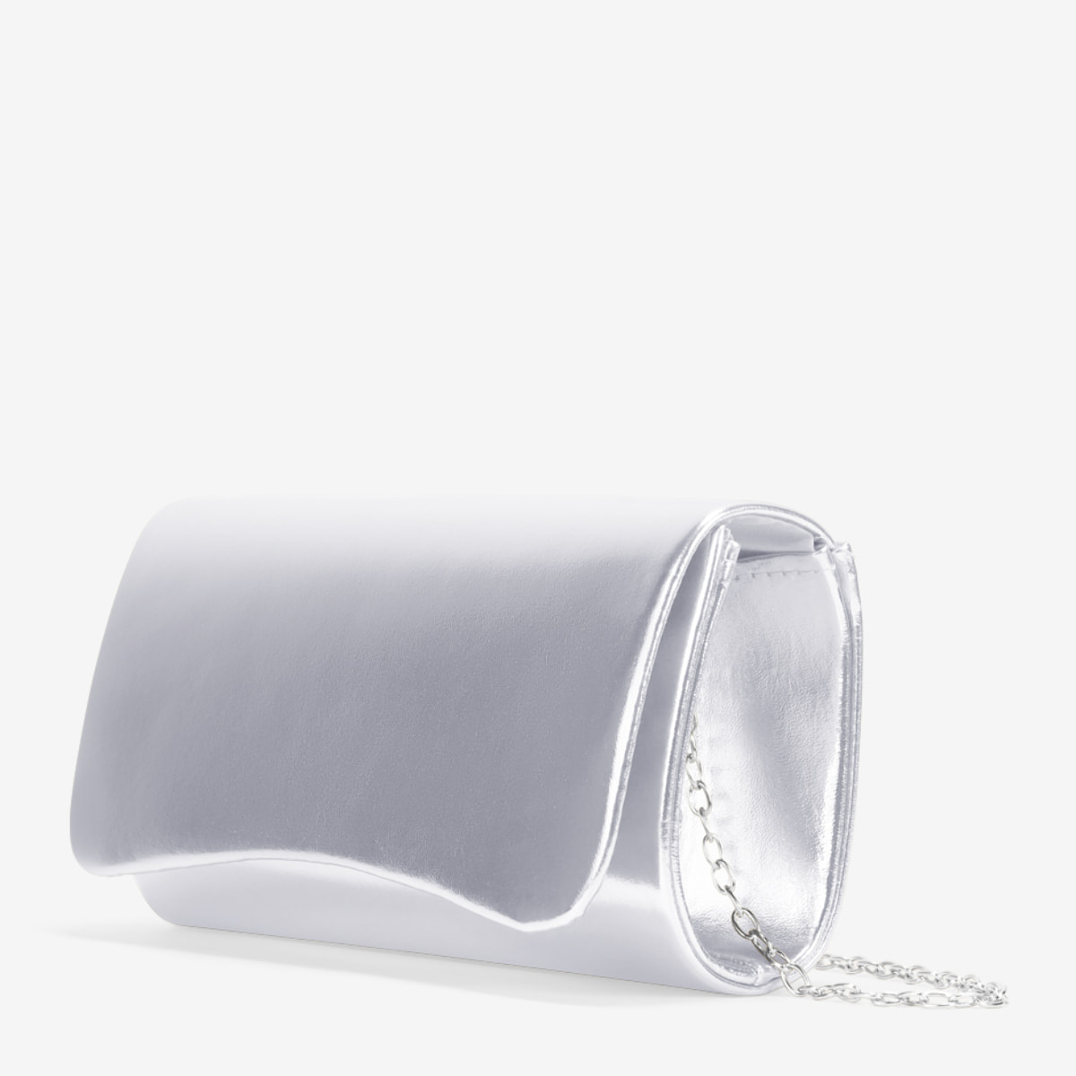 Bolso de fiesta plateado con solapa