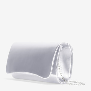Bolso de fiesta plateado con solapa