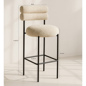 Lot de 2 chaises de bar en tweed beige avec pieds en métal noir GINA