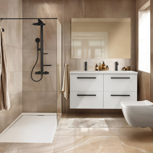 Receveur de douche antidérapant Ultra Flat S I.Life recoupable avec bonde largeur 140 x 90
