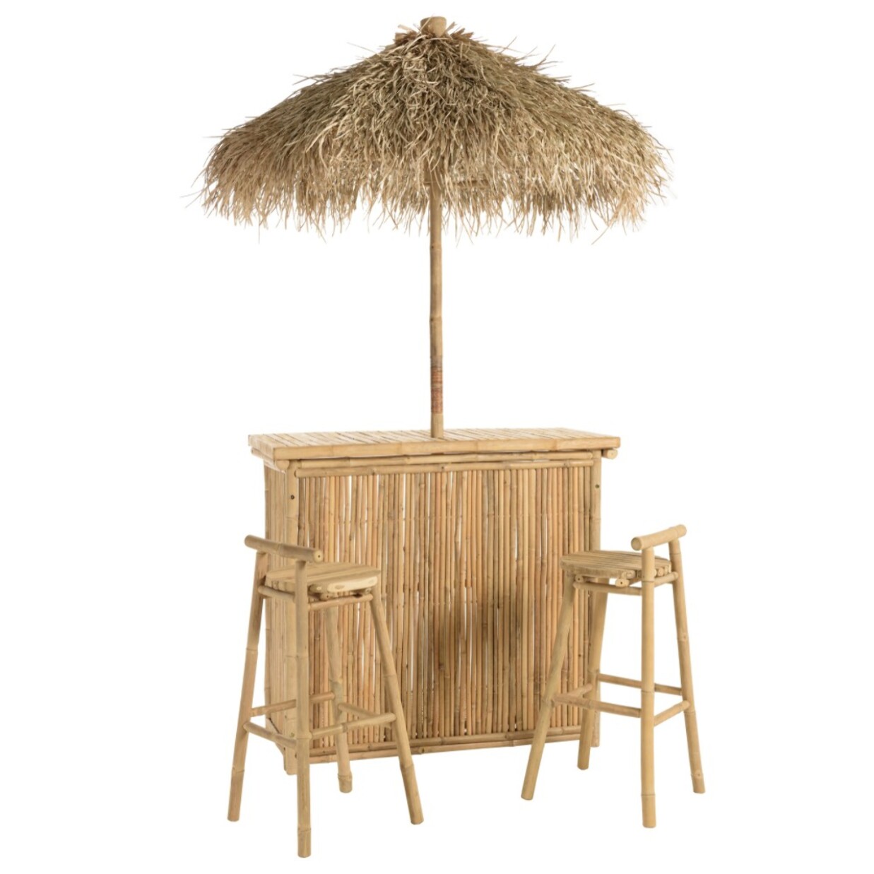 VITAL - 1 bar + 1 parasol + 2 tabourets avec dossier bambou