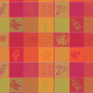 Nappe pur coton motif jacquard multicolore Mille tutti frutti sangria