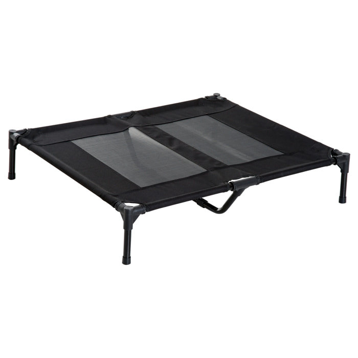 Lit sur pieds pour chien chat lit de camp animal lit surélevé Oxford textilène micro-perforé dim. 92L x 76l x 18H cm noir