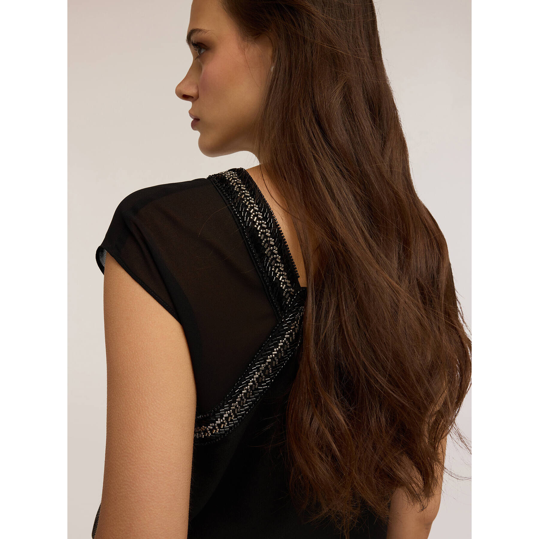 Motivi - Blusa fluida ricamata - Nero