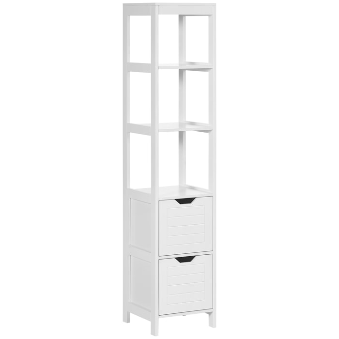 Armario Alto de Baño Multiusos de Madera 30x30x144 cm Blanco