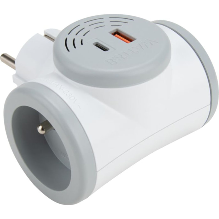 Multiprise WATT AND CO bloc Biplite 2x16A 1 USB-C + USB-A 20W