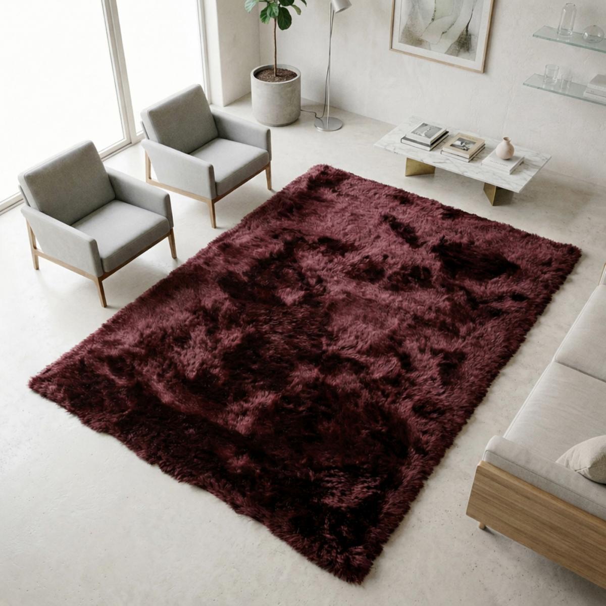 Tapis fait main Shaggy longues mèches Moodil, 45 mm