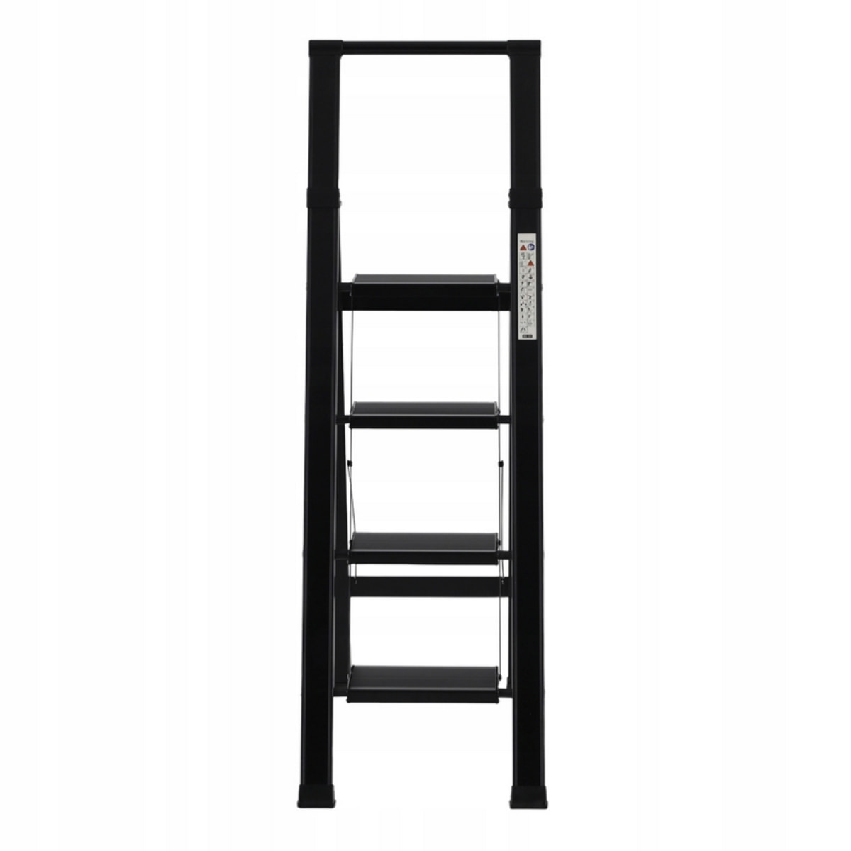 Scala piatta 4 Gradini in alluminio nera antiscivolo uso domestico 150 kg