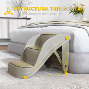 Escalera para Perros Pequeños Plegable de 3 Peldaños, Escalones para Mascotas con Alfombras Antideslizantes, Rampa para Perros para Cama, Sofá, Gris