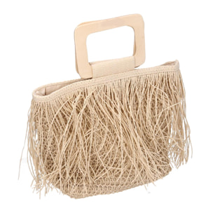 Borsa beige con frange cm33x13h24