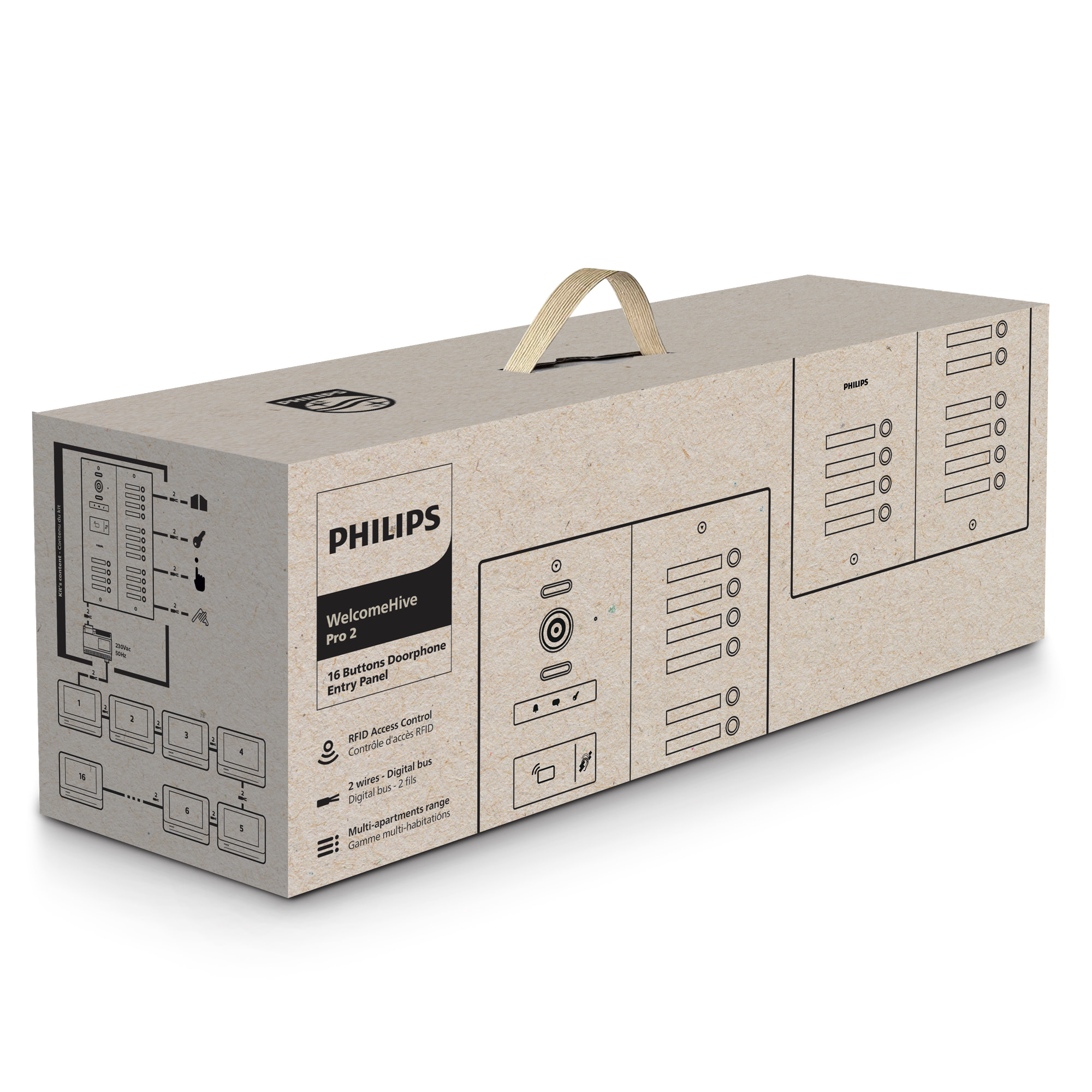 Visiophone collectif pour 16 appartements / bureaux - compatible Vigik - Philips WelcomeHive 2 -