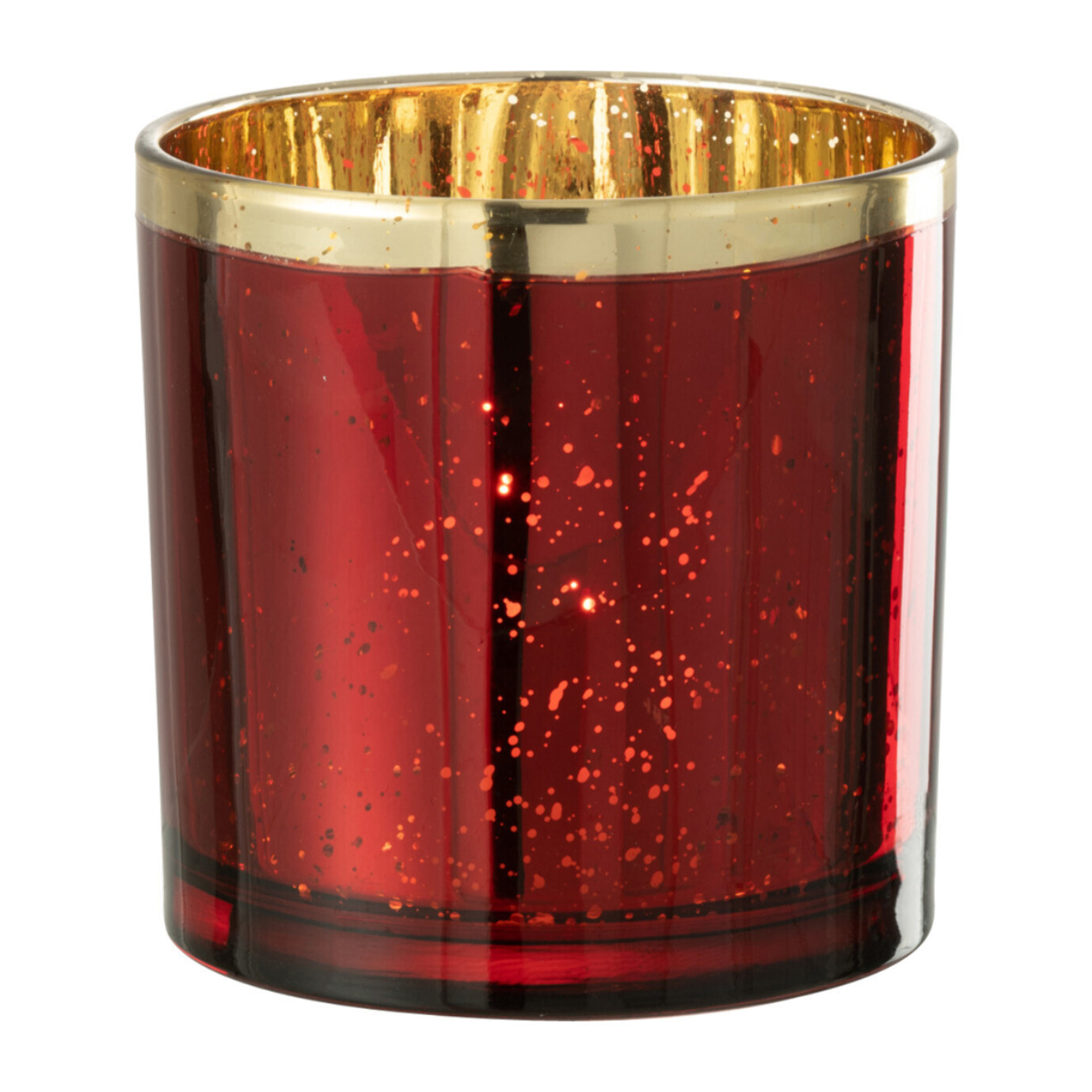 J-Line photophore Bord Dore - verre - rouge/or - large
