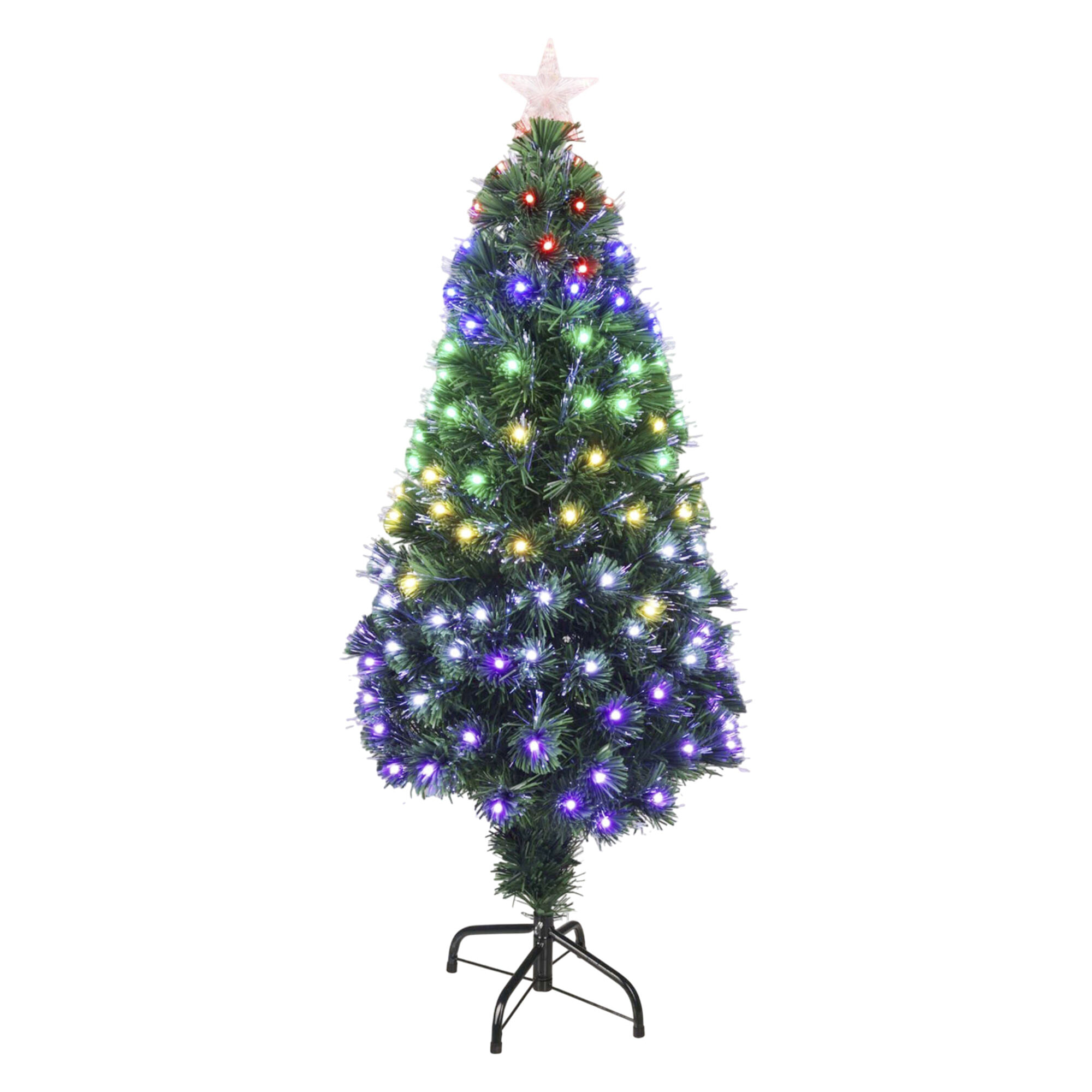 Árbol de navidad de fibra óptica con 135 luces led rgb y 8 funciones de color h.120cm