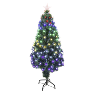 Árbol de navidad de fibra óptica con 135 luces led rgb y 8 funciones de color h.120cm
