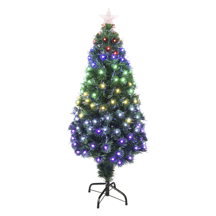Árbol de navidad de fibra óptica con 135 luces led rgb y 8 funciones de color h.120cm