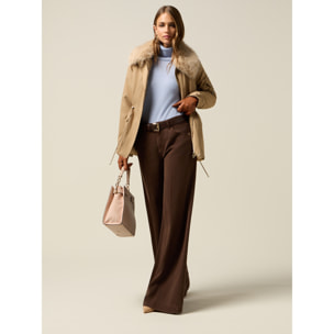 Oltre - Pantaloni palazzo in tencel - Marrone