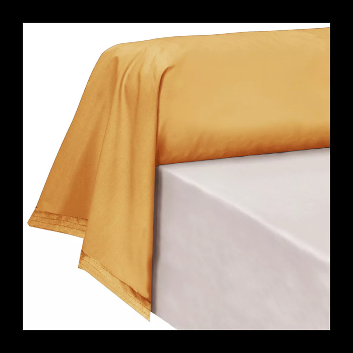Taie de traversin percale de coton uni jaune Olana safran
