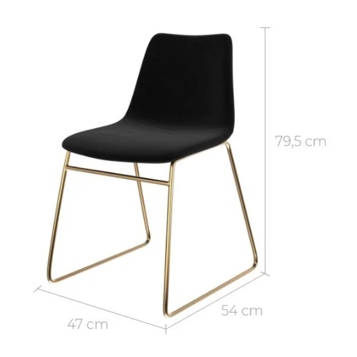 Lot de 2 chaises en velours noir et pieds en métal doré - Gaspard