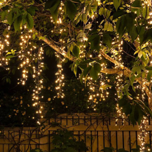 guirnalda con 800 luces led blancas cálidas y control remoto con 13 funciones y temporizador