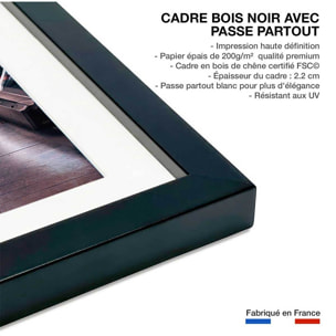 Affiche paris les halles il est 5 heures.. Affiche sous cadre noir