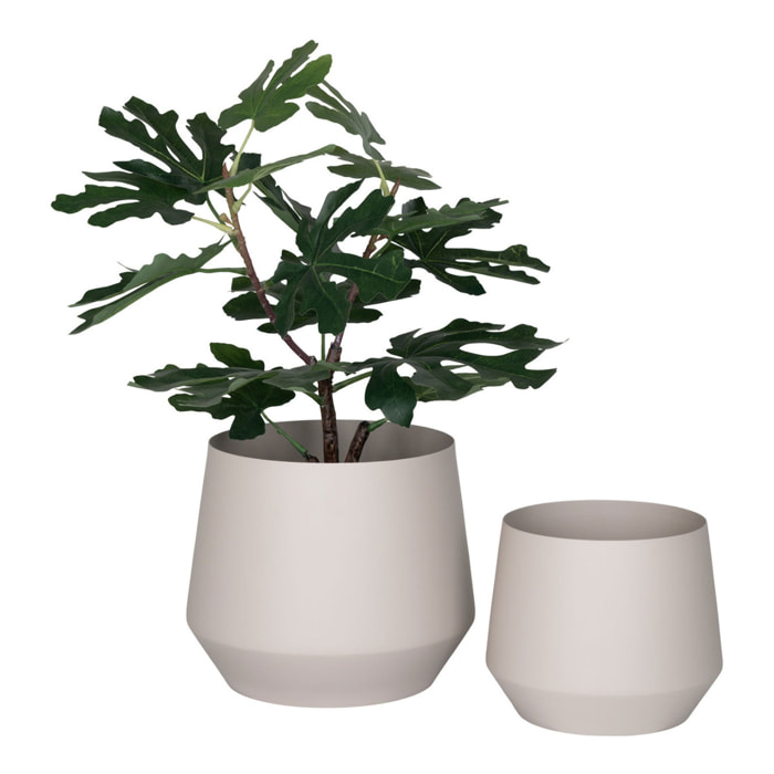 Set 2 Portavasi Trofa in Acciaio Color Sabbia — Ø20×16 e Ø25×21 cm