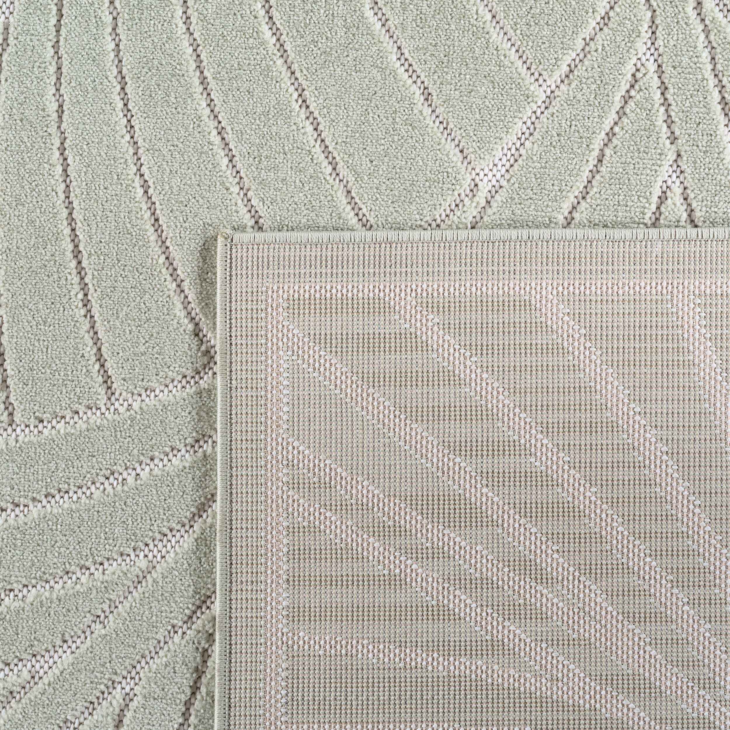 NOVA - Tapis intérieur/extérieur rond vert à motif feuilles