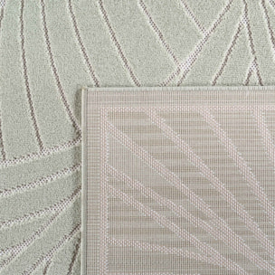 NOVA - Tapis intérieur/extérieur rond vert à motif feuilles