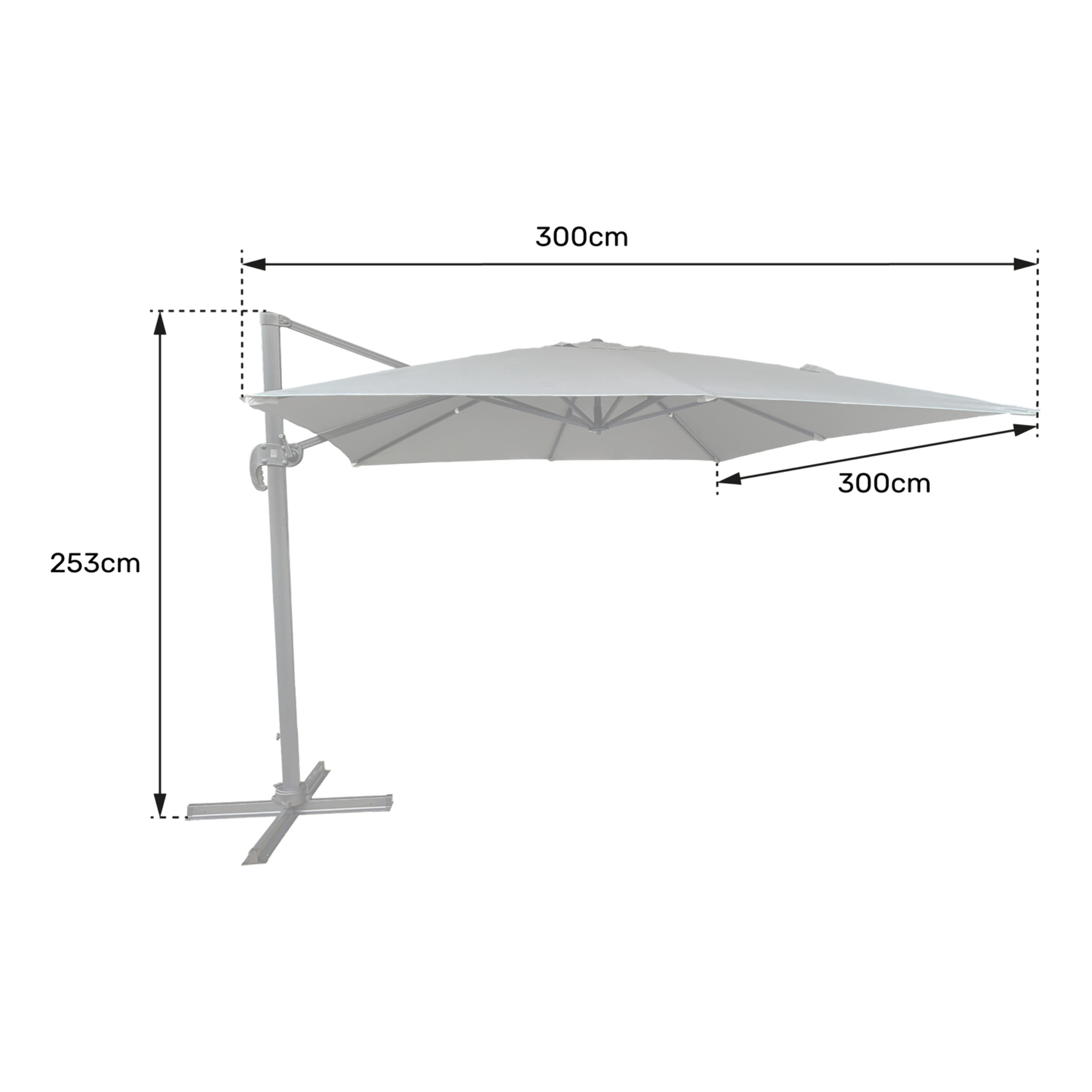 Parasol déporté MOLOKAI carré avec housse -