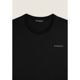 T-shirt manica lunga in cotone con logo lato cuore