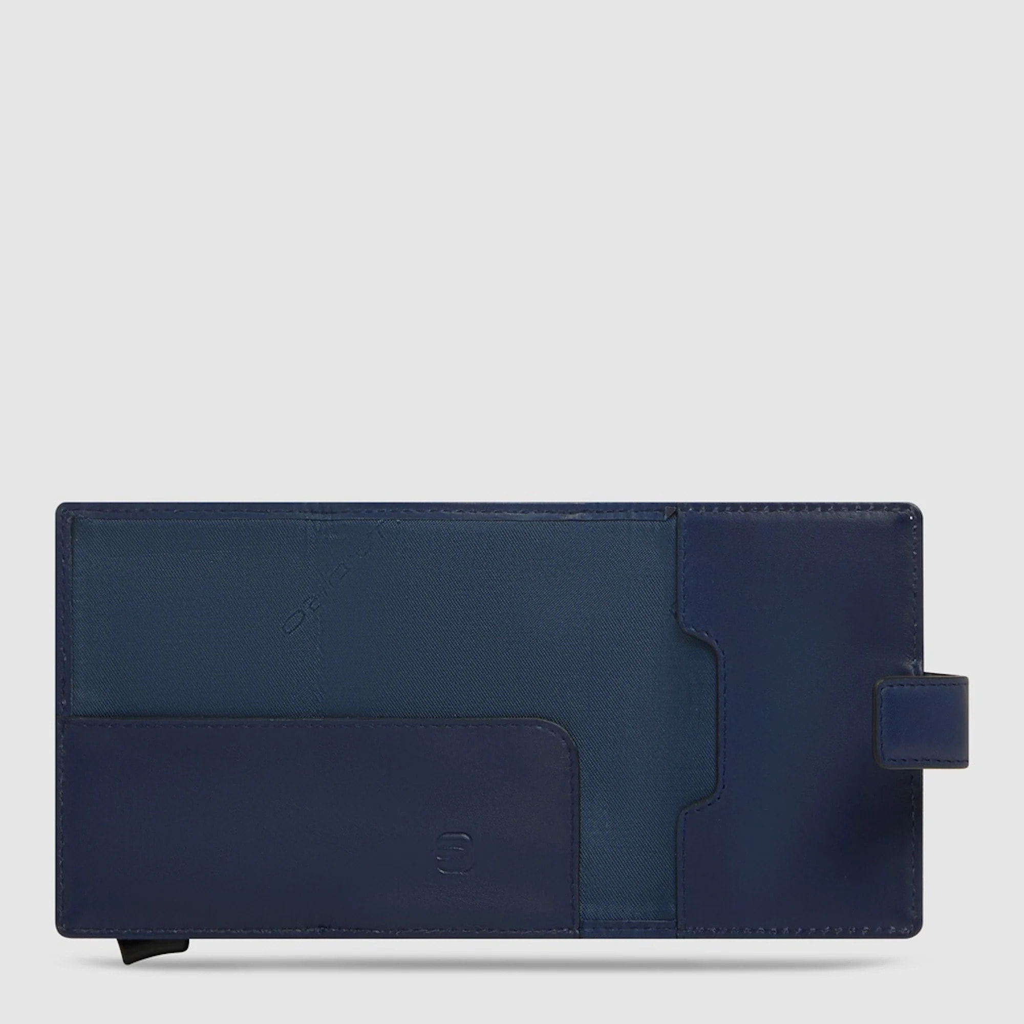 Piquadro Portacarte automatico in metallo e pelle, schermato con protezione RFID