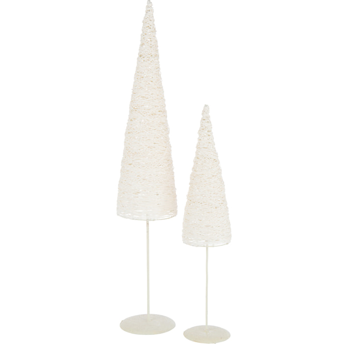 J-Line décoration sapin de Noël Sur Base - métal/papier - blanc - large