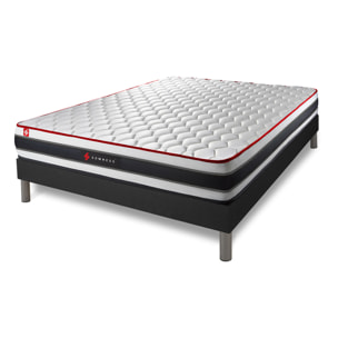 Ensemble matelas ENERGY ressorts ensachés et mémoire de forme + sommier kit noir