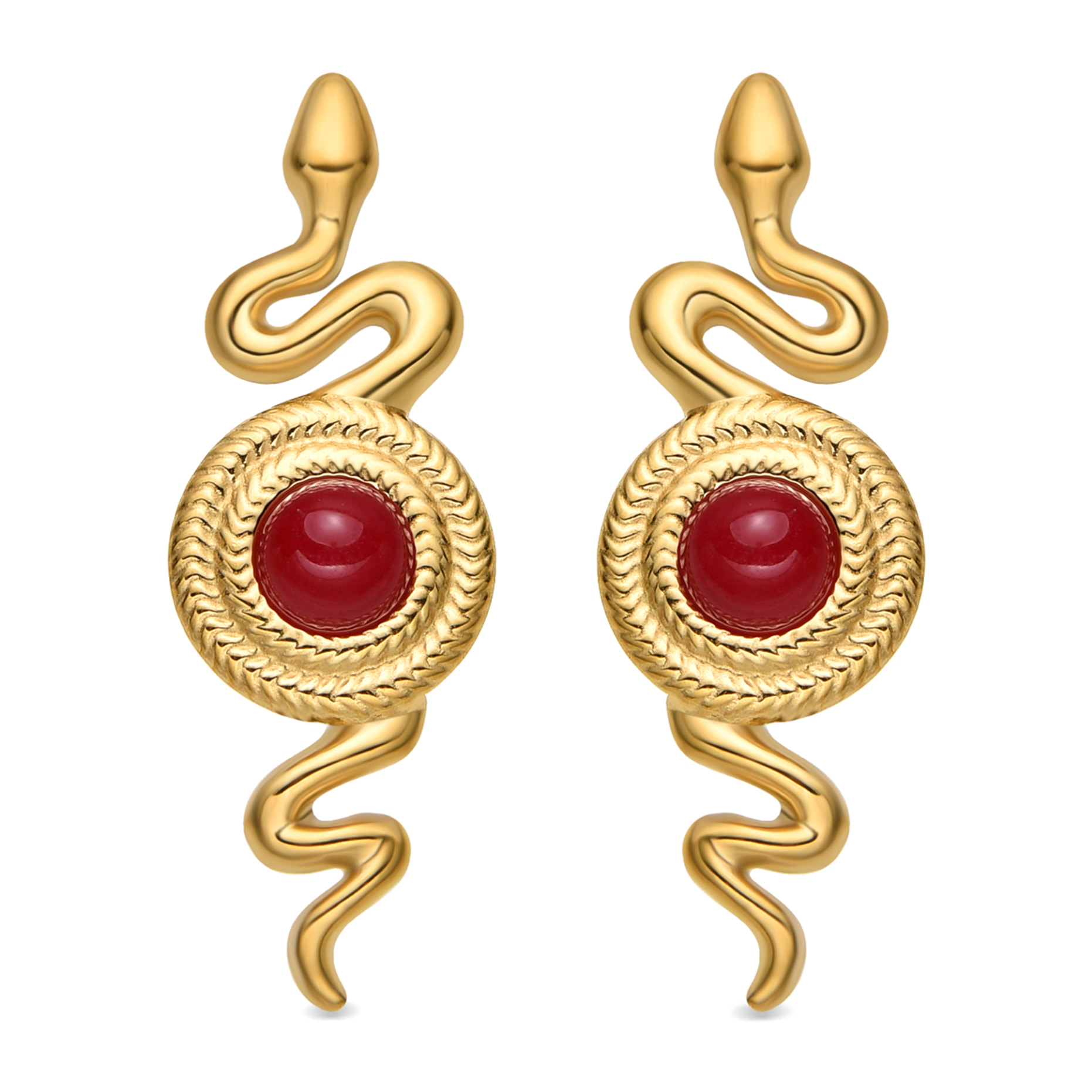 Pendientes con Cristal Rojo acabado oro 18k