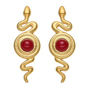 Pendientes con Cristal Rojo acabado oro 18k