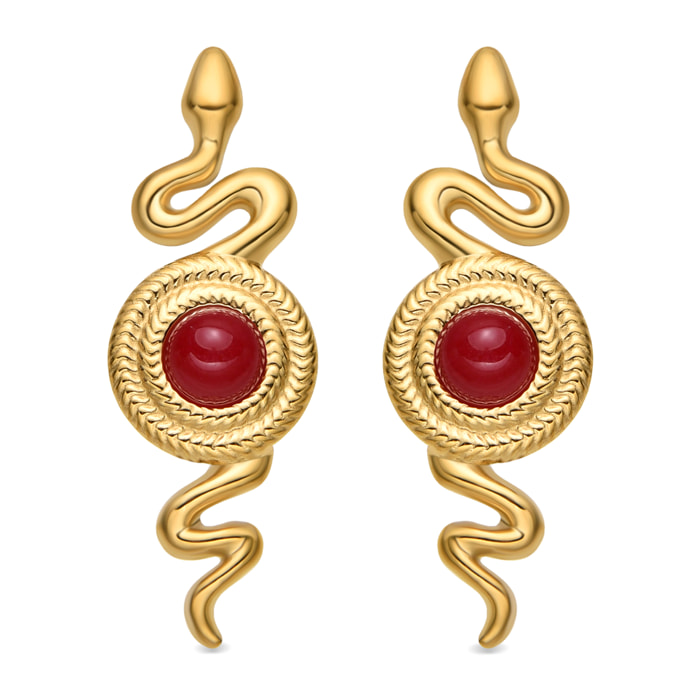 Pendientes con Cristal Rojo acabado oro 18k