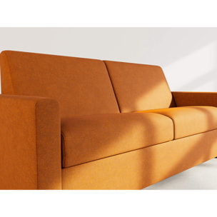 Julia - canapé lit 3 places convertible express couchage quotidien 140 cm matelas 18 cm en tissu - Rouille