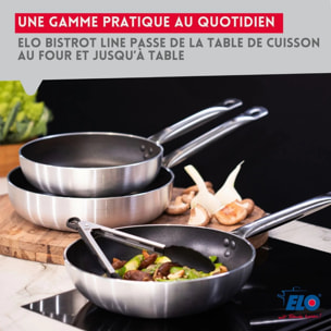 Set de 2 Poêles 24 et 32 cm céramique sans PFAS et 2 couvercles Bistro Line Elo
