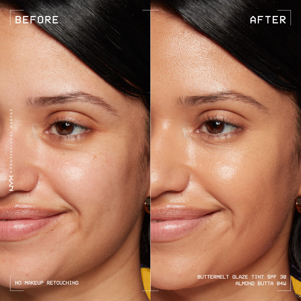 NYX Professional Makeup Buttermelt Glaze Tint, Fond de teint SPF30 jusqu'à 12h de tenue, Almond Butta