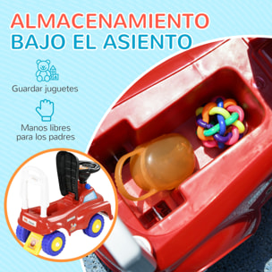 Coche Correpasillos para Niños de 18-36 Meses, Diseño de Camión de Bomberos, Correpasillos con 3 Luces, Música, Compartimento de Almacenaje y Volante, 49x24x42 cm, Rojo