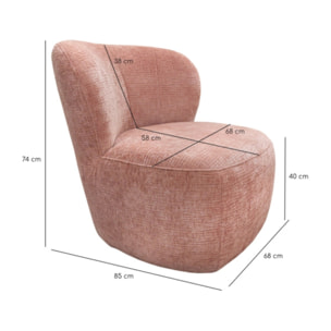 Fauteuil bas arrondi et enveloppant en tissu - 6 variations - BERRY