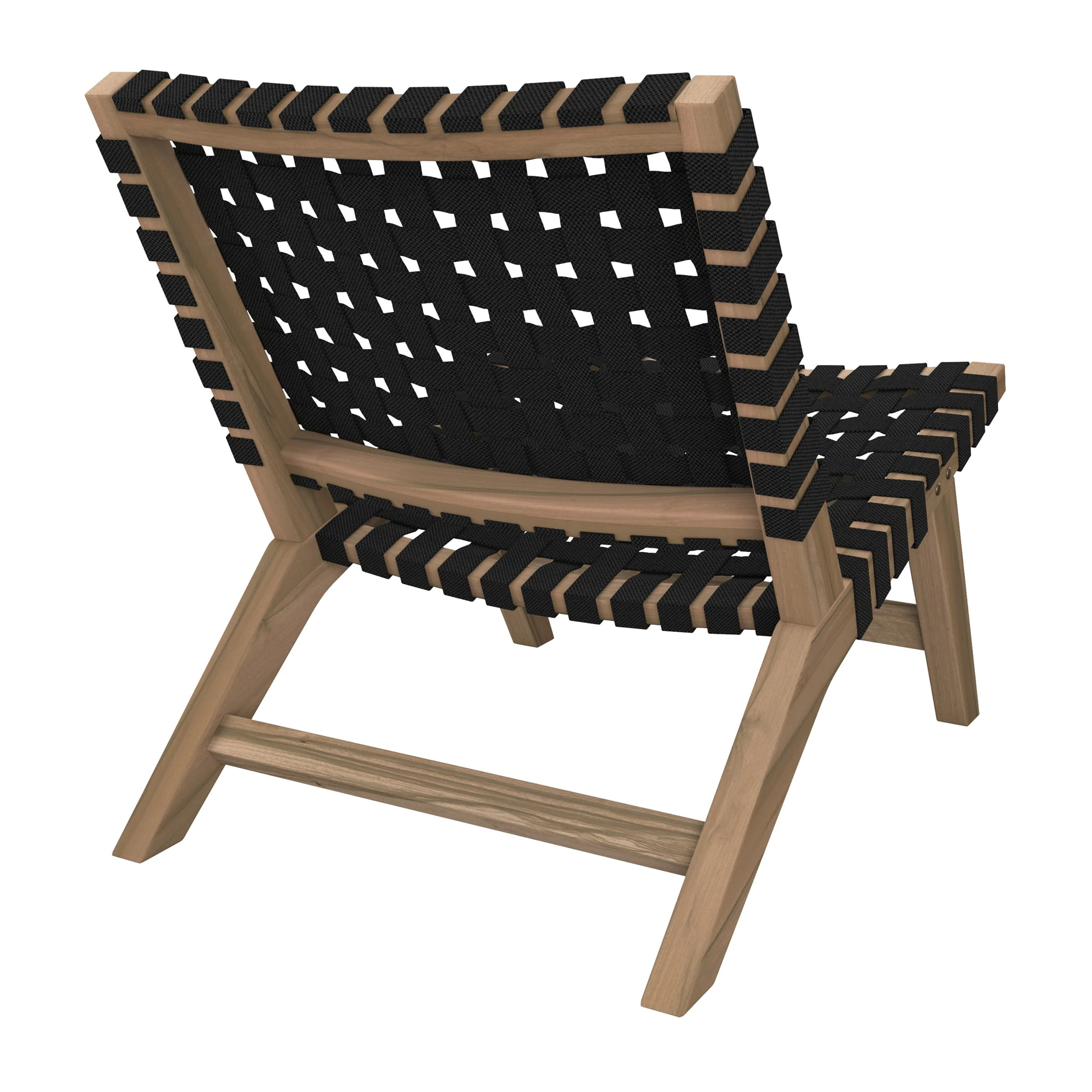 Fauteuil de jardin en teck et sangles en tissu noir - Tao