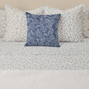 Sábana de algodón 180 hilos flores Resplena color azul 100% Algodón percal