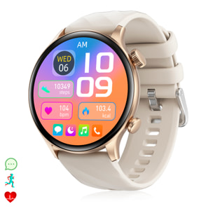 Smartwatch ZW63 con llamadas bluetooth, termómetro, glucosa en sangre y corona multifunción.
