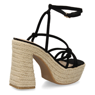 Sandalia de tacón de yute para mujer, comodas y elegantes, diseño moderno con tiras cruzadas