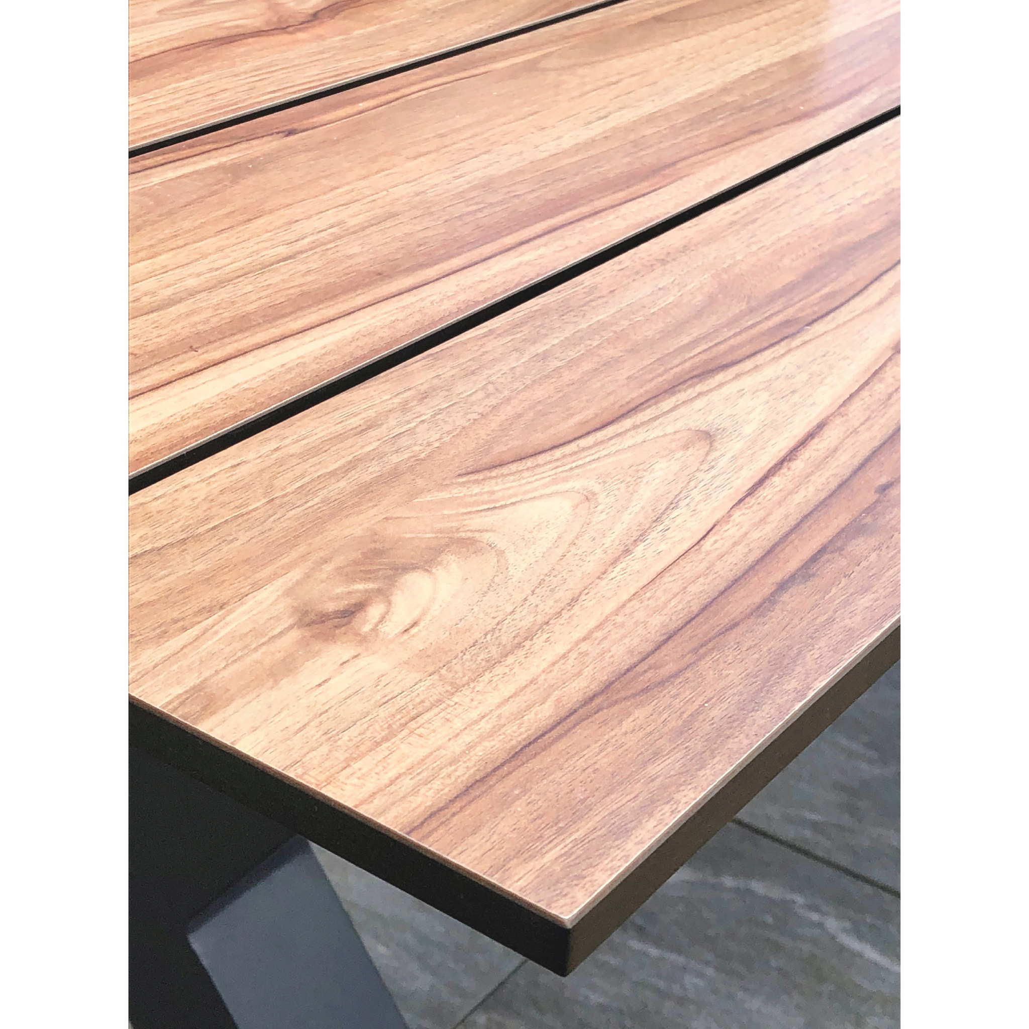 VANCOUVER - Table de jardin en aluminium et plateau HPL effet bois