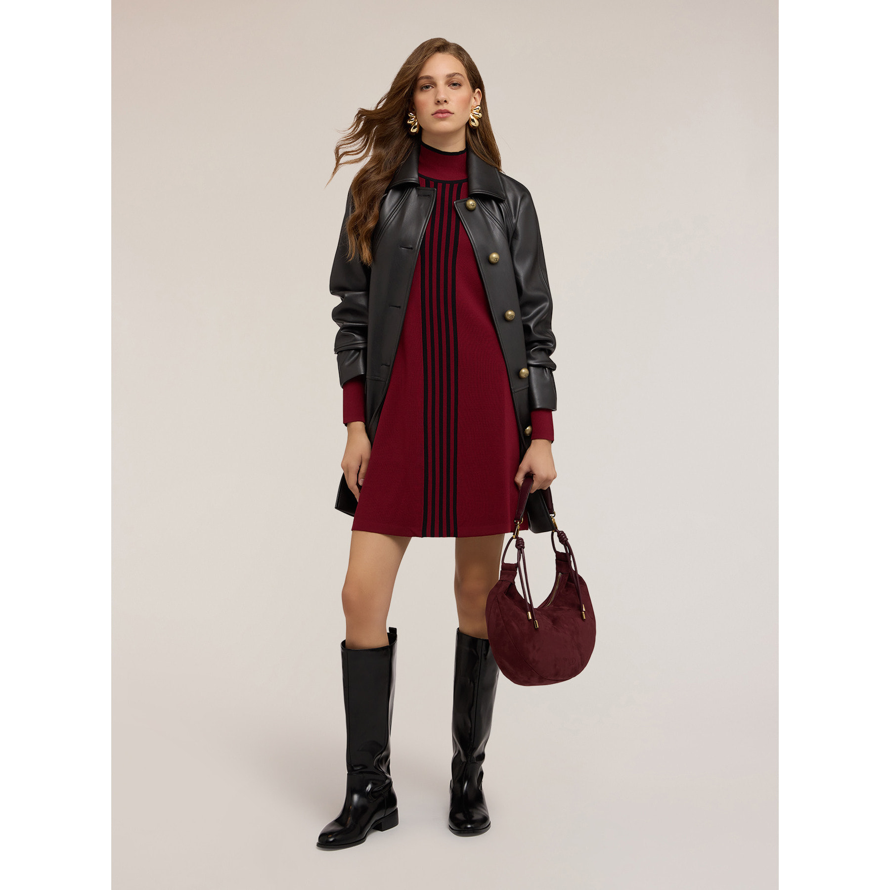 Motivi - Giubbotto lungo in tessuto spalmato - Nero