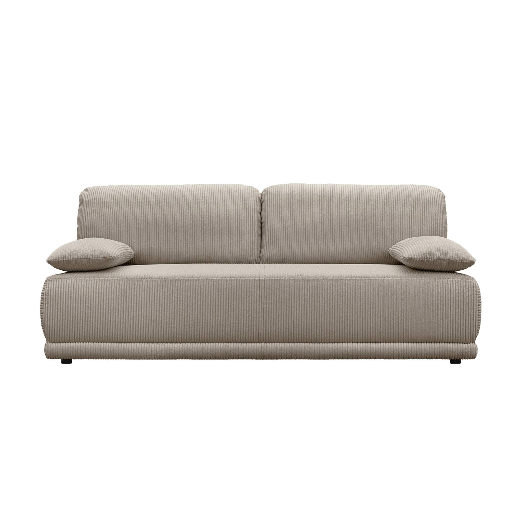 Banquette convertible 3 places velours côtelé taupe avec coffre de rangement - L 192 x P 100 x H 81cm -Nelson