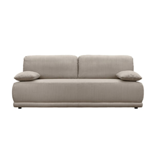 Banquette convertible 3 places velours côtelé taupe avec coffre de rangement - L 192 x P 100 x H 81cm -Nelson