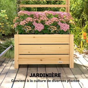 Jardinière avec treillis pour plantes grimpantes bois pin clair