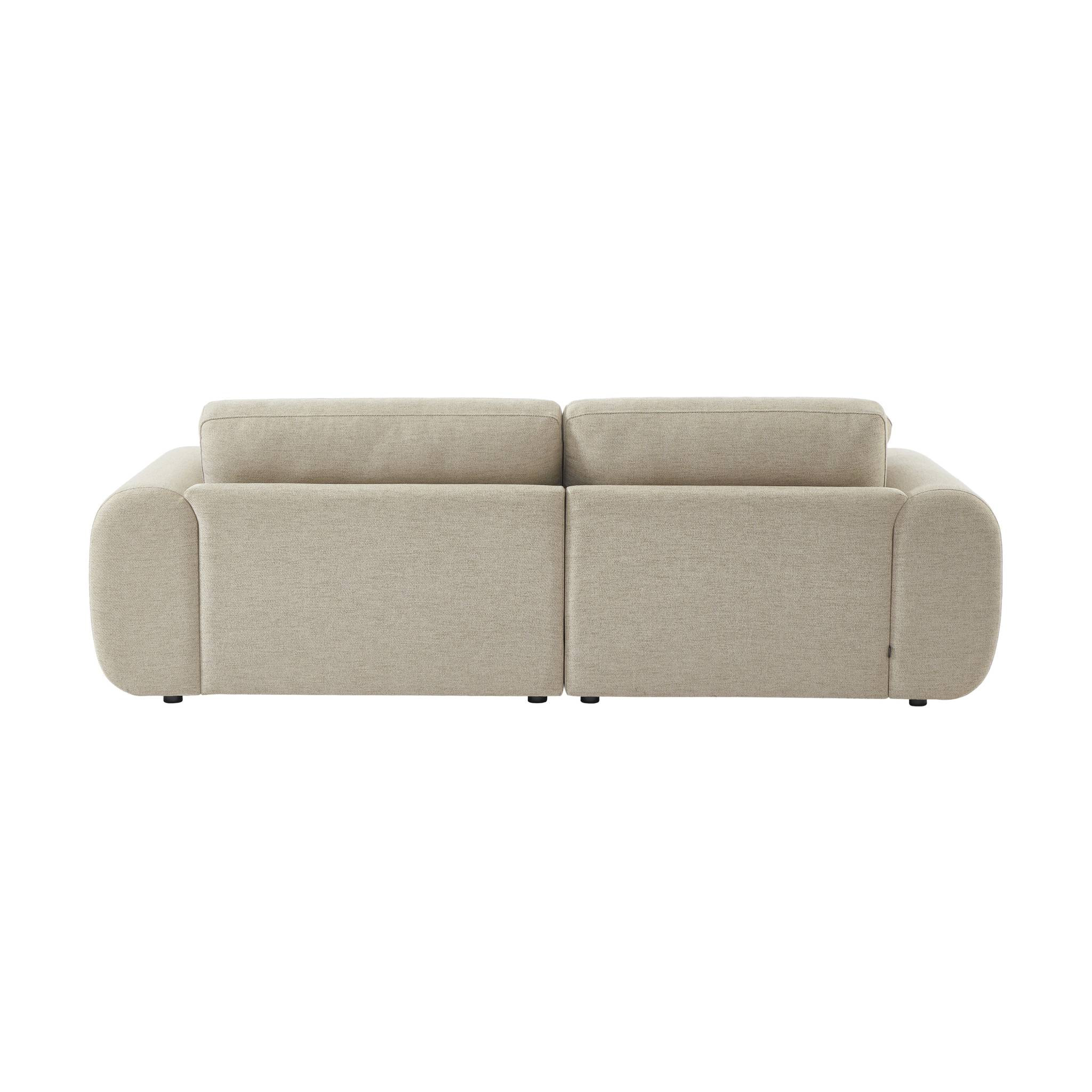 Canapé d'angle gauche 3 places tissu beige. pieds ronds L 231 x P 160 / 88 cm - Zenio